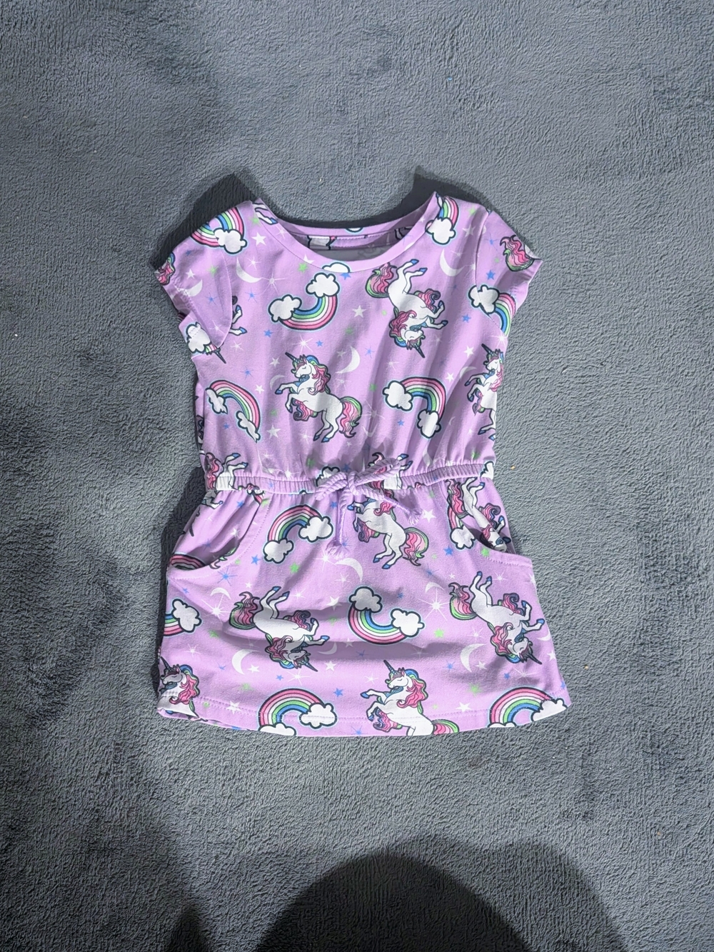 Kidgets Lavender Unicorn & Rainbow Dress